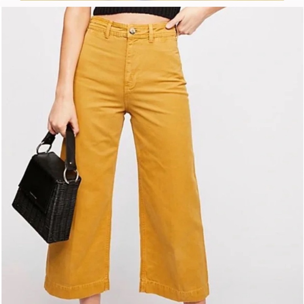 We The Free Wide Leg Pants, Mustard Color, Size 27